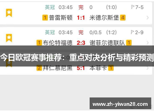 今日欧冠赛事推荐:重点对决分析与精彩预测 今日欧冠赛事推荐:重点对决分析与精彩预测